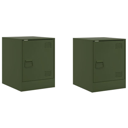 vidaXL Bedside Cabinets 2 pcs Olive Green 34.5x39x44 cm Steel 2