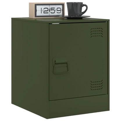 vidaXL Bedside Cabinets 2 pcs Olive Green 34.5x39x44 cm Steel 3