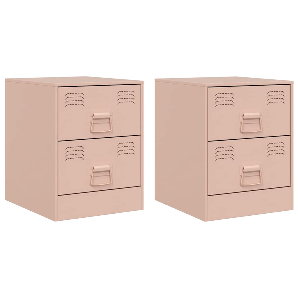 vidaXL Bedside Cabinets 2 pcs Pink 34.5x39x44 cm Steel 2