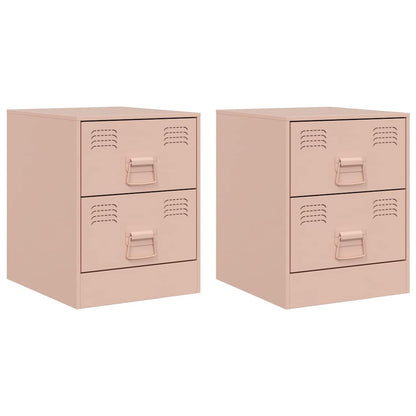 vidaXL Bedside Cabinets 2 pcs Pink 34.5x39x44 cm Steel 2