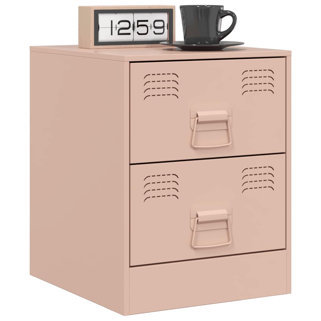 vidaXL Bedside Cabinets 2 pcs Pink 34.5x39x44 cm Steel 3