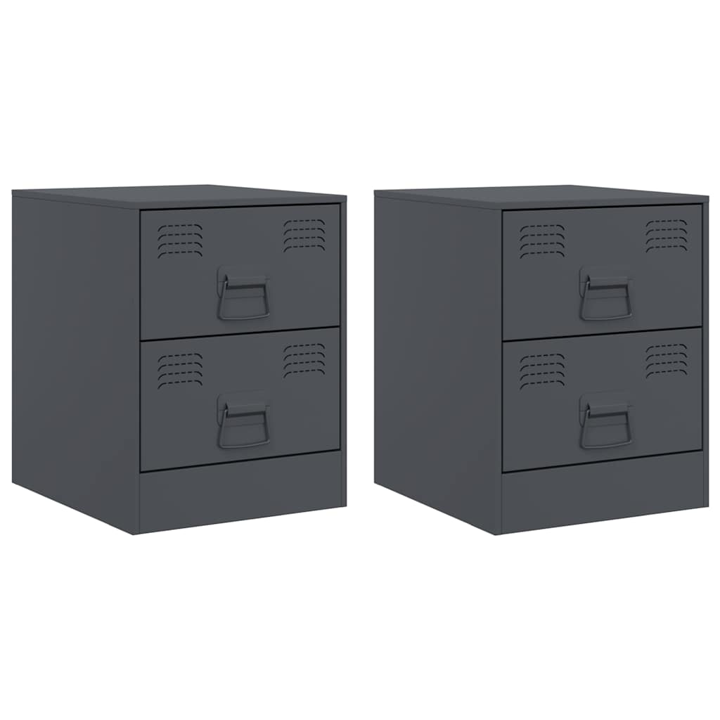 vidaXL Bedside Cabinets 2 pcs Anthracite 34.5x39x44 cm Steel 2