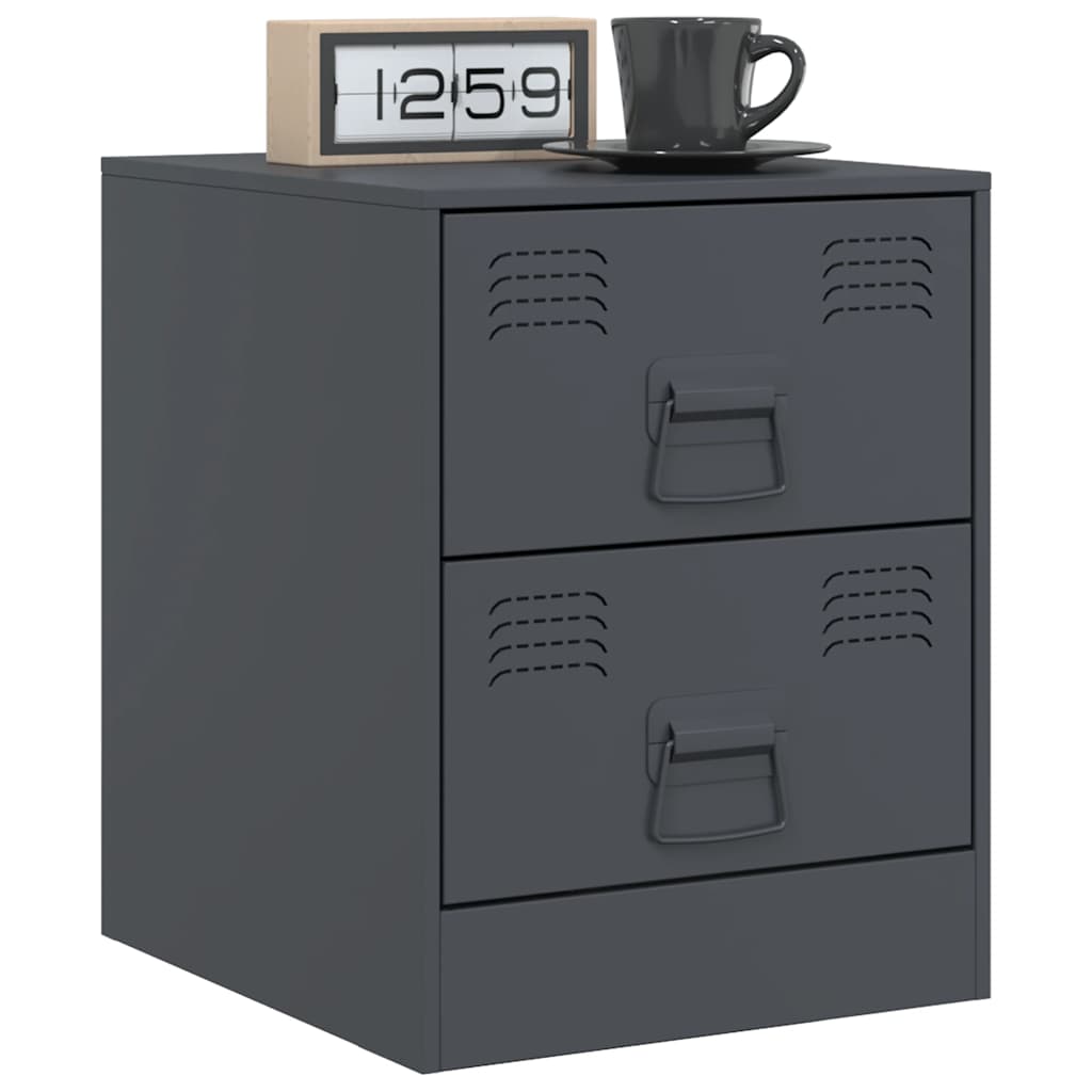 vidaXL Bedside Cabinets 2 pcs Anthracite 34.5x39x44 cm Steel 3