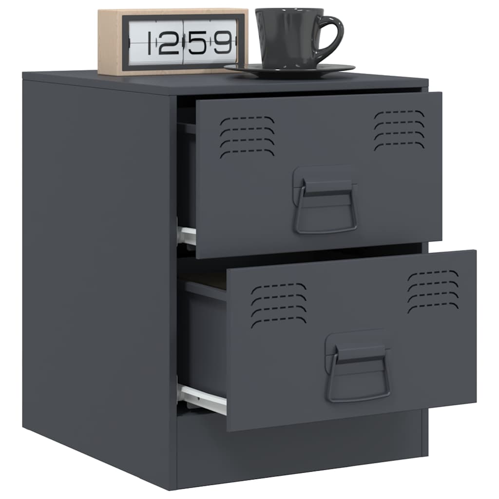 vidaXL Bedside Cabinets 2 pcs Anthracite 34.5x39x44 cm Steel 4