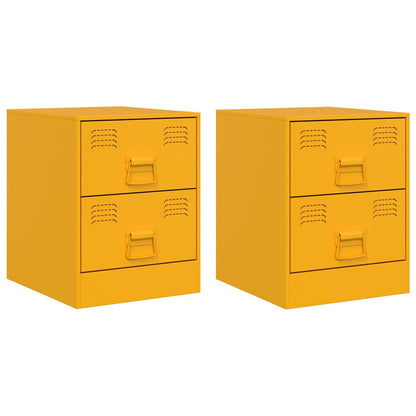 vidaXL Bedside Cabinets 2 pcs Yellow 34.5x39x44 cm Steel 2