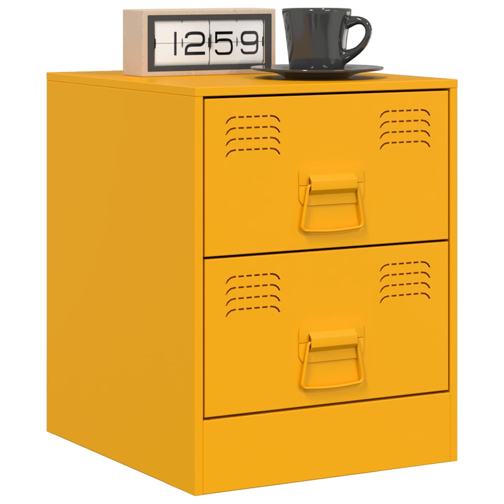 vidaXL Bedside Cabinets 2 pcs Yellow 34.5x39x44 cm Steel 3