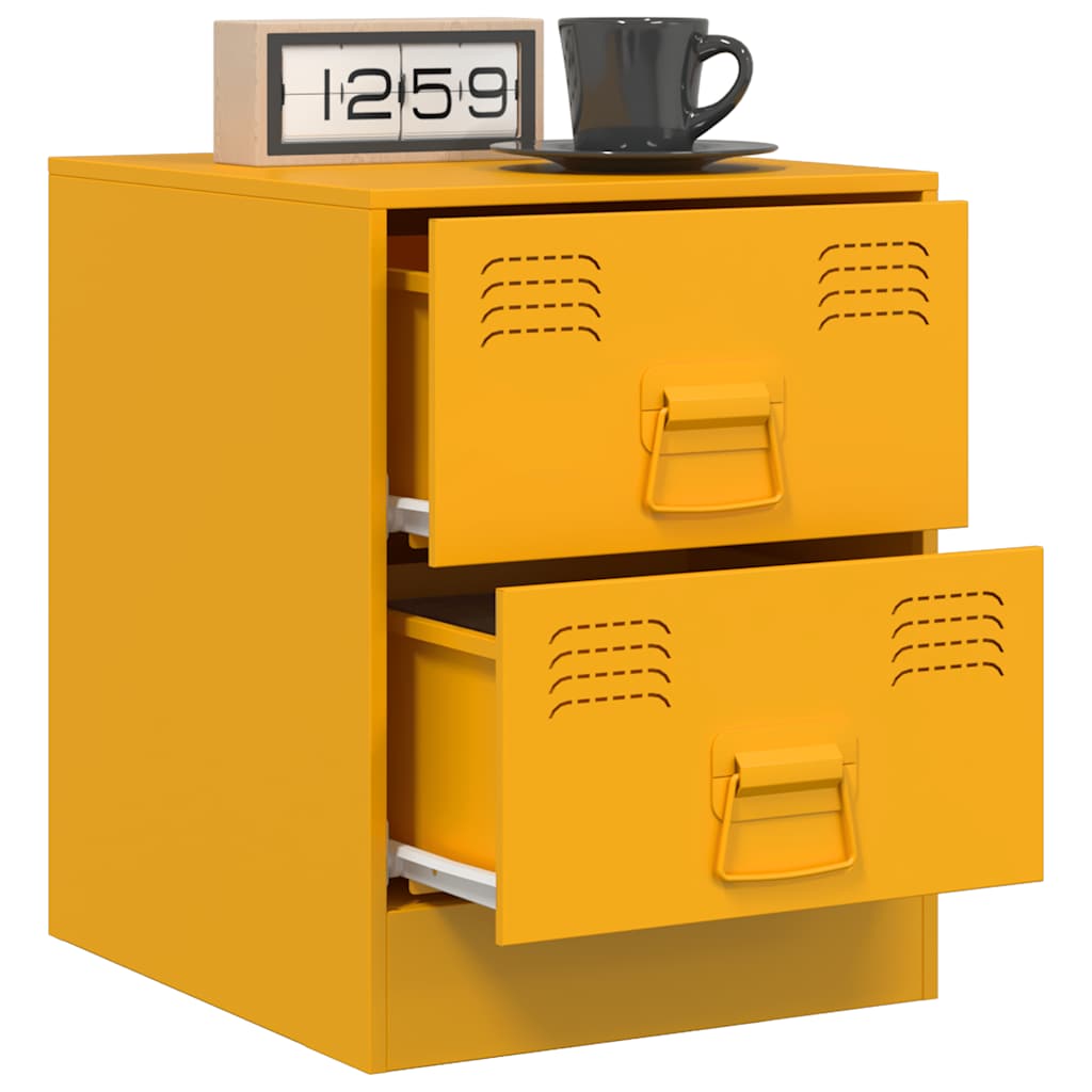 vidaXL Bedside Cabinets 2 pcs Yellow 34.5x39x44 cm Steel 4
