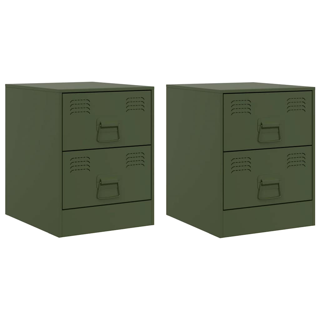 vidaXL Bedside Cabinets 2 pcs Green 34.5x39x44 cm Steel 2