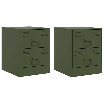 vidaXL Bedside Cabinets 2 pcs Green 34.5x39x44 cm Steel 2