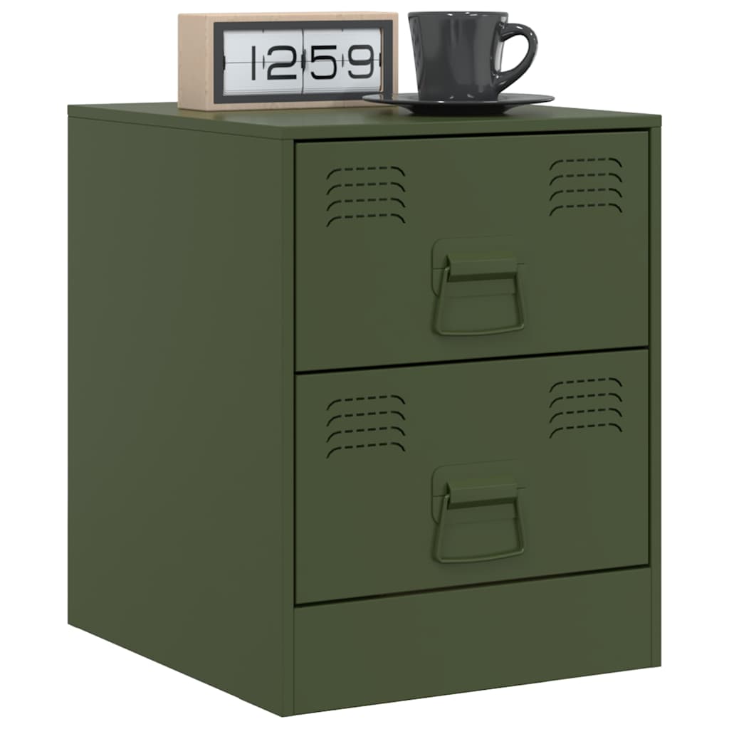 vidaXL Bedside Cabinets 2 pcs Green 34.5x39x44 cm Steel 3