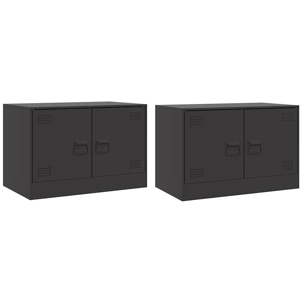 vidaXL TV Cabinets 2pcs Black 67x39x44 cm Steel 2