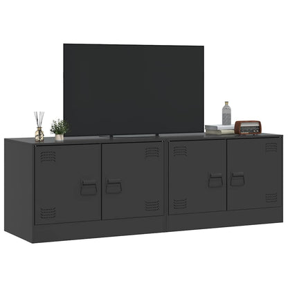 vidaXL TV Cabinets 2pcs Black 67x39x44 cm Steel 4