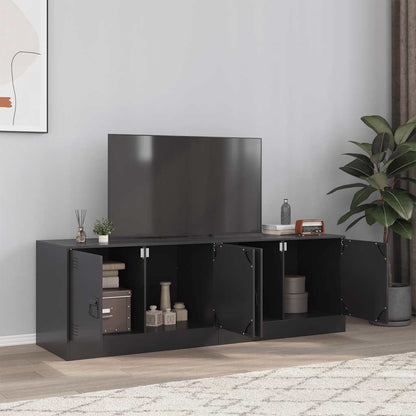 vidaXL TV Cabinets 2pcs Black 67x39x44 cm Steel 1