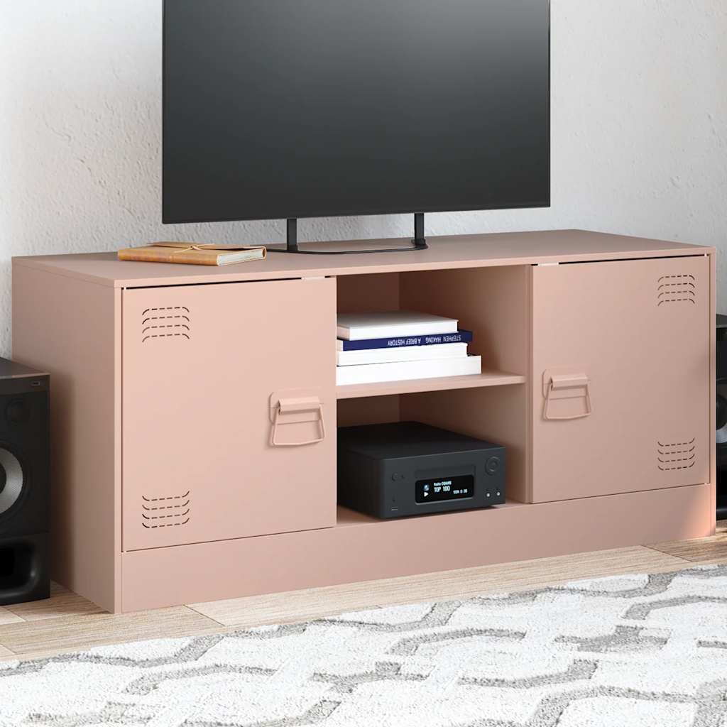 vidaXL TV Cabinet Pink 99x39x44 cm Steel 1