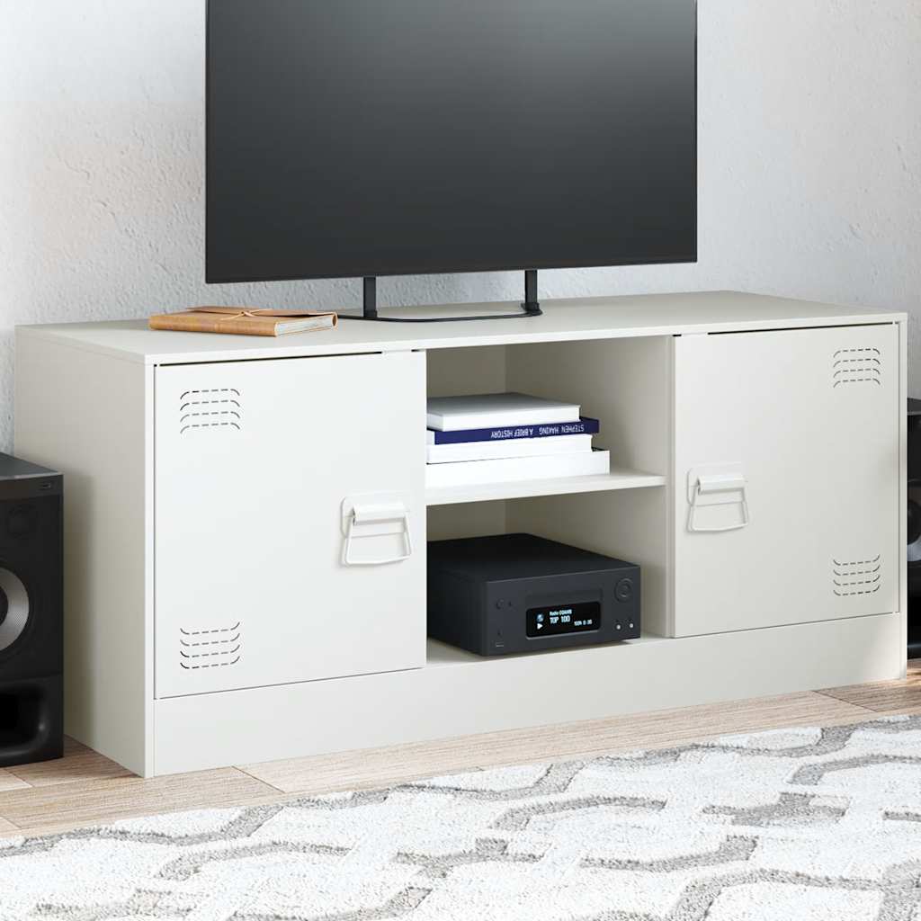vidaXL TV Cabinet White 99x39x44 cm Steel 1