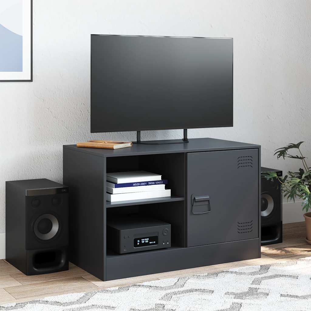vidaXL TV Cabinet Black 67x39x44 cm Steel 3