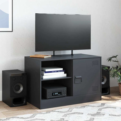 vidaXL TV Cabinet Black 67x39x44 cm Steel 3