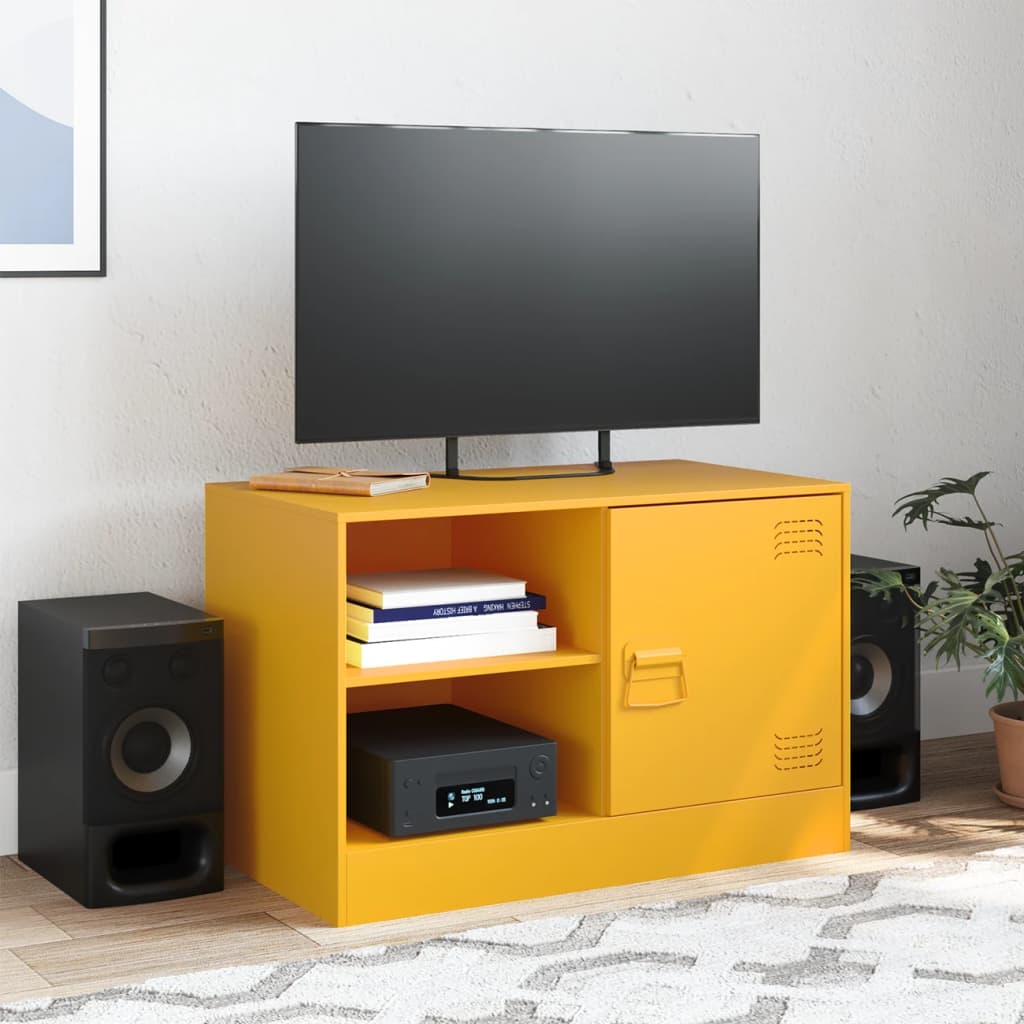vidaXL TV Cabinet Mustard Yellow 67x39x44 cm Steel 3