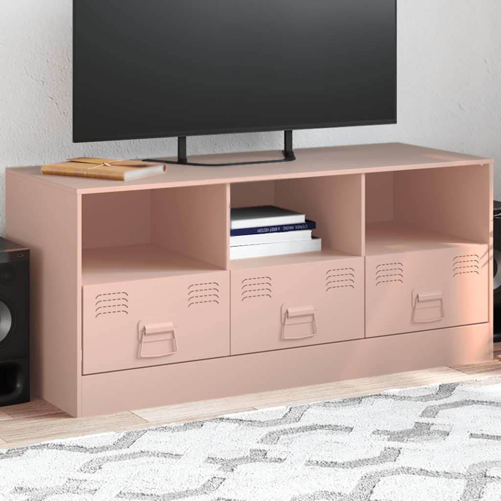 vidaXL TV Cabinet Pink 99x39x44 cm Steel 1