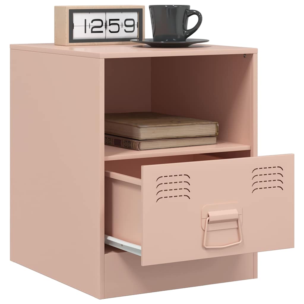 vidaXL Bedside Cabinet | Set of 2 | Pink | Cold-rolled steel | 34.5 x 39 x 44 cm 4