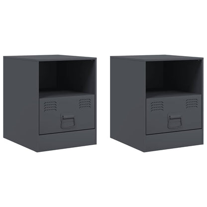 vidaXL Bedside Cabinets 2 pcs Anthracite 34.5x39x44 cm Steel 2