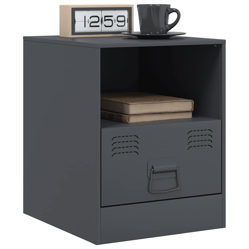vidaXL Bedside Cabinets 2 pcs Anthracite 34.5x39x44 cm Steel 3