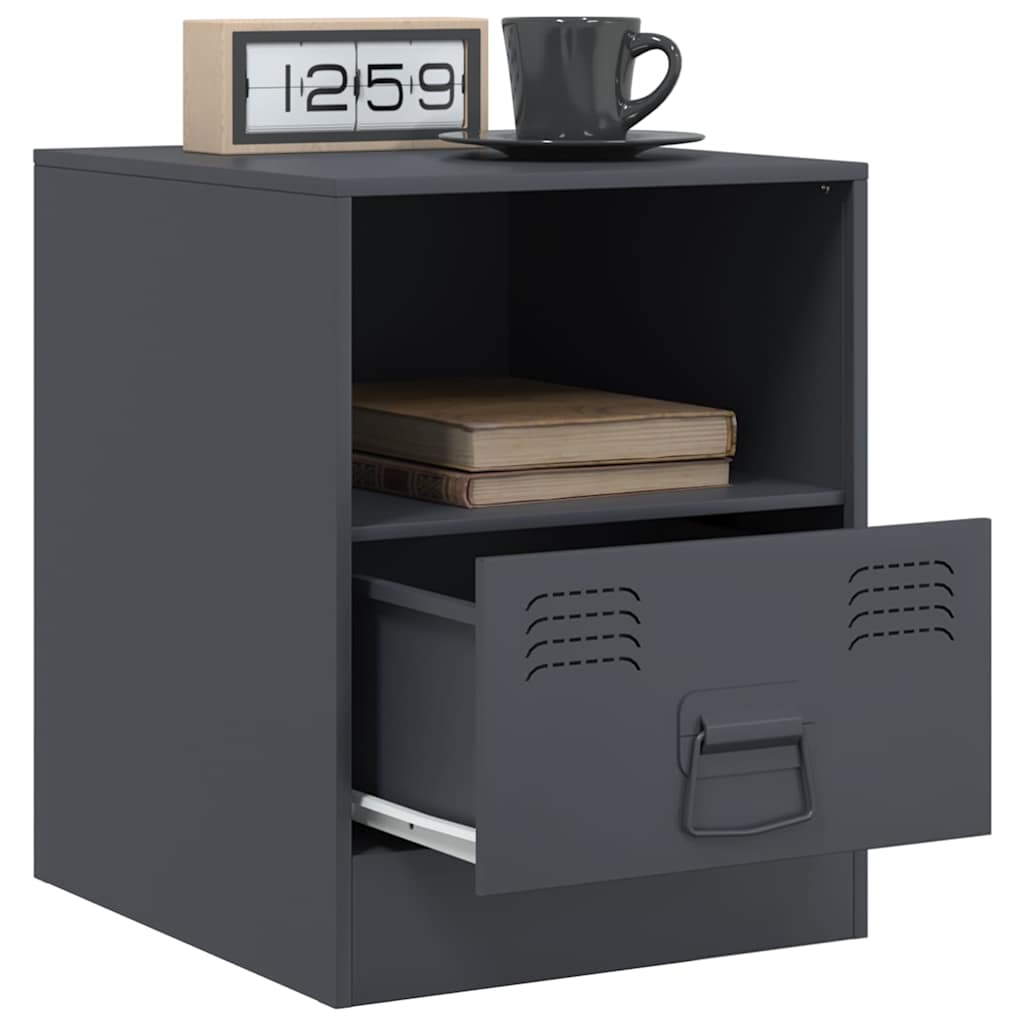 vidaXL Bedside Cabinets 2 pcs Anthracite 34.5x39x44 cm Steel 4