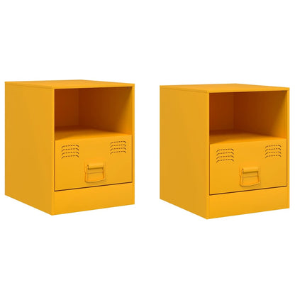 vidaXL Bedside Cabinets 2 pcs Mustard Yellow 34.5x39x44 cm Steel 2