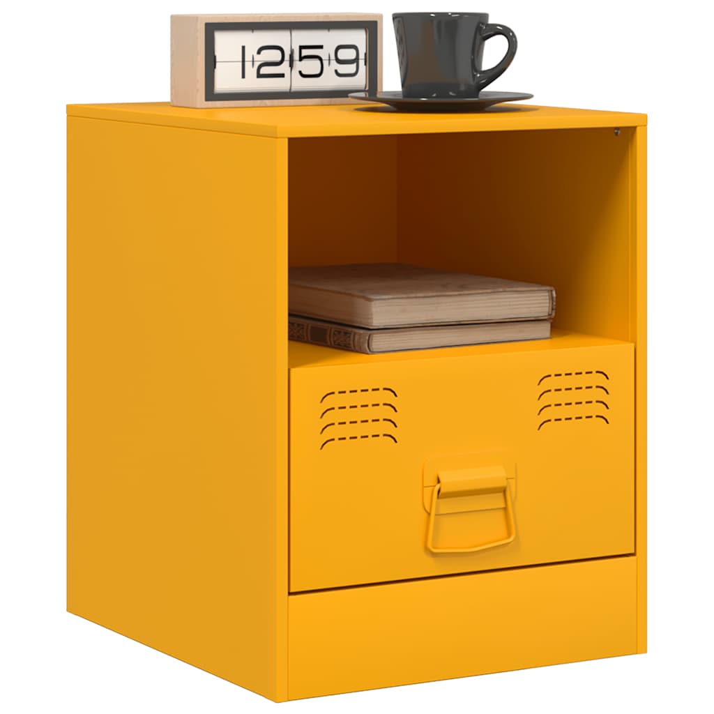 vidaXL Bedside Cabinets 2 pcs Mustard Yellow 34.5x39x44 cm Steel 3