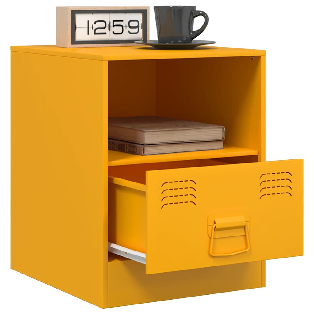 vidaXL Bedside Cabinets 2 pcs Mustard Yellow 34.5x39x44 cm Steel 4