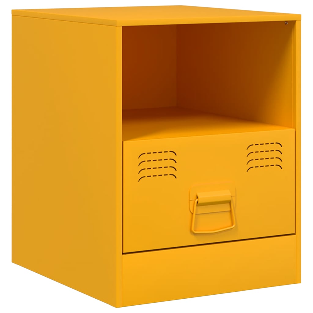 vidaXL Bedside Cabinets 2 pcs Mustard Yellow 34.5x39x44 cm Steel 6