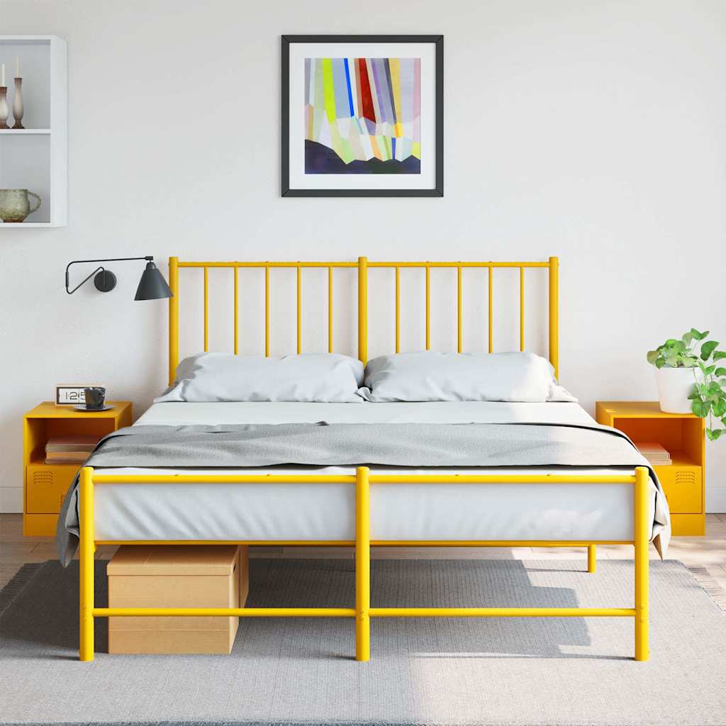 vidaXL Bedside Cabinets 2 pcs Mustard Yellow 34.5x39x44 cm Steel 1