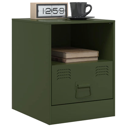 vidaXL Bedside Cabinets 2 pcs Olive Green 34.5x39x44 cm Steel 3