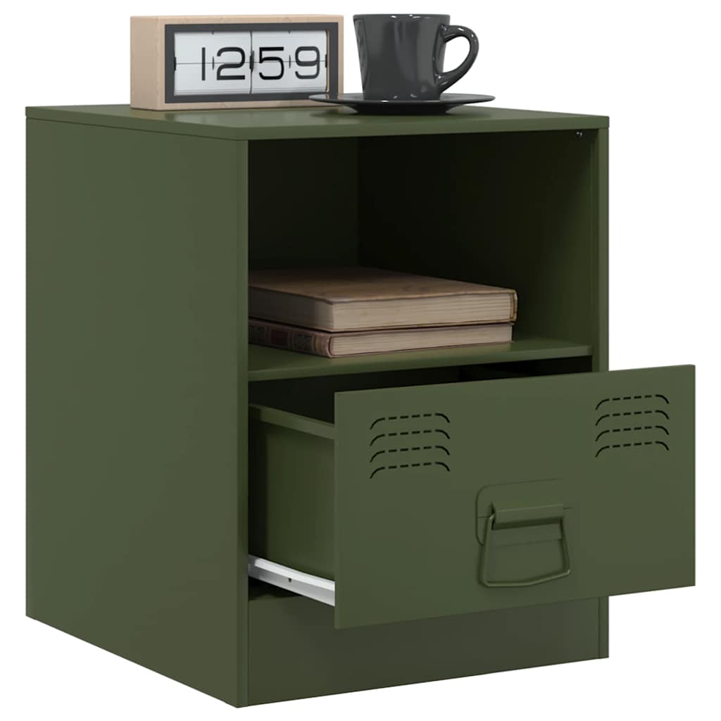 vidaXL Bedside Cabinets 2 pcs Olive Green 34.5x39x44 cm Steel 4