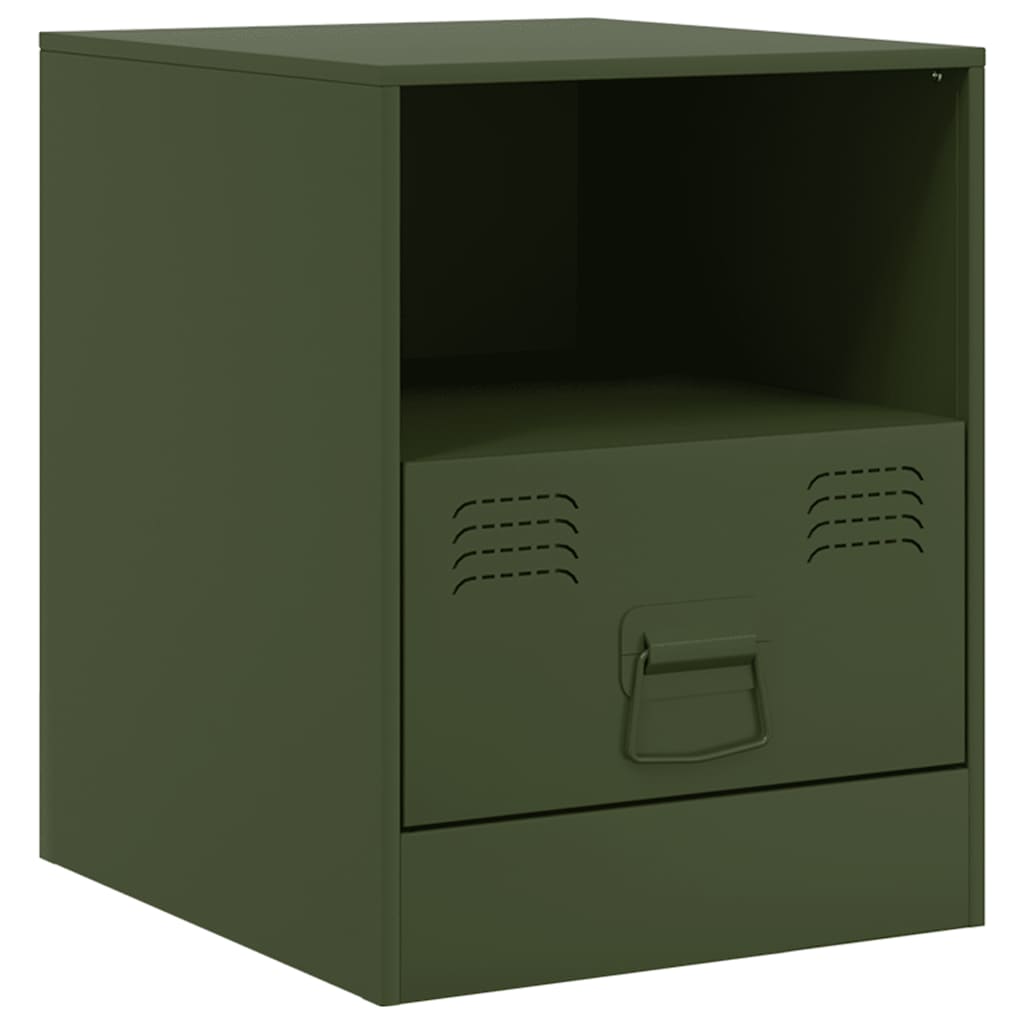 vidaXL Bedside Cabinets 2 pcs Olive Green 34.5x39x44 cm Steel 6