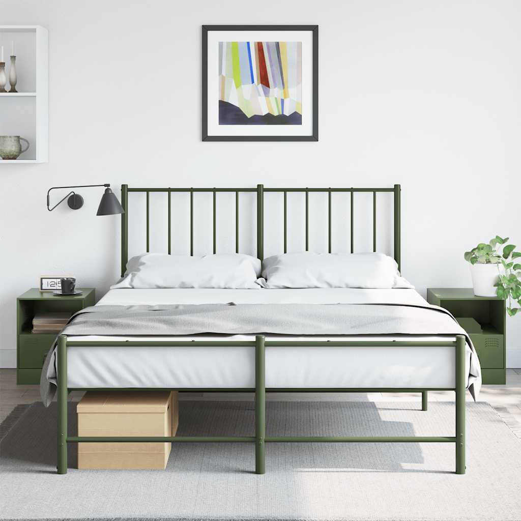 vidaXL Bedside Cabinets 2 pcs Olive Green 34.5x39x44 cm Steel 1