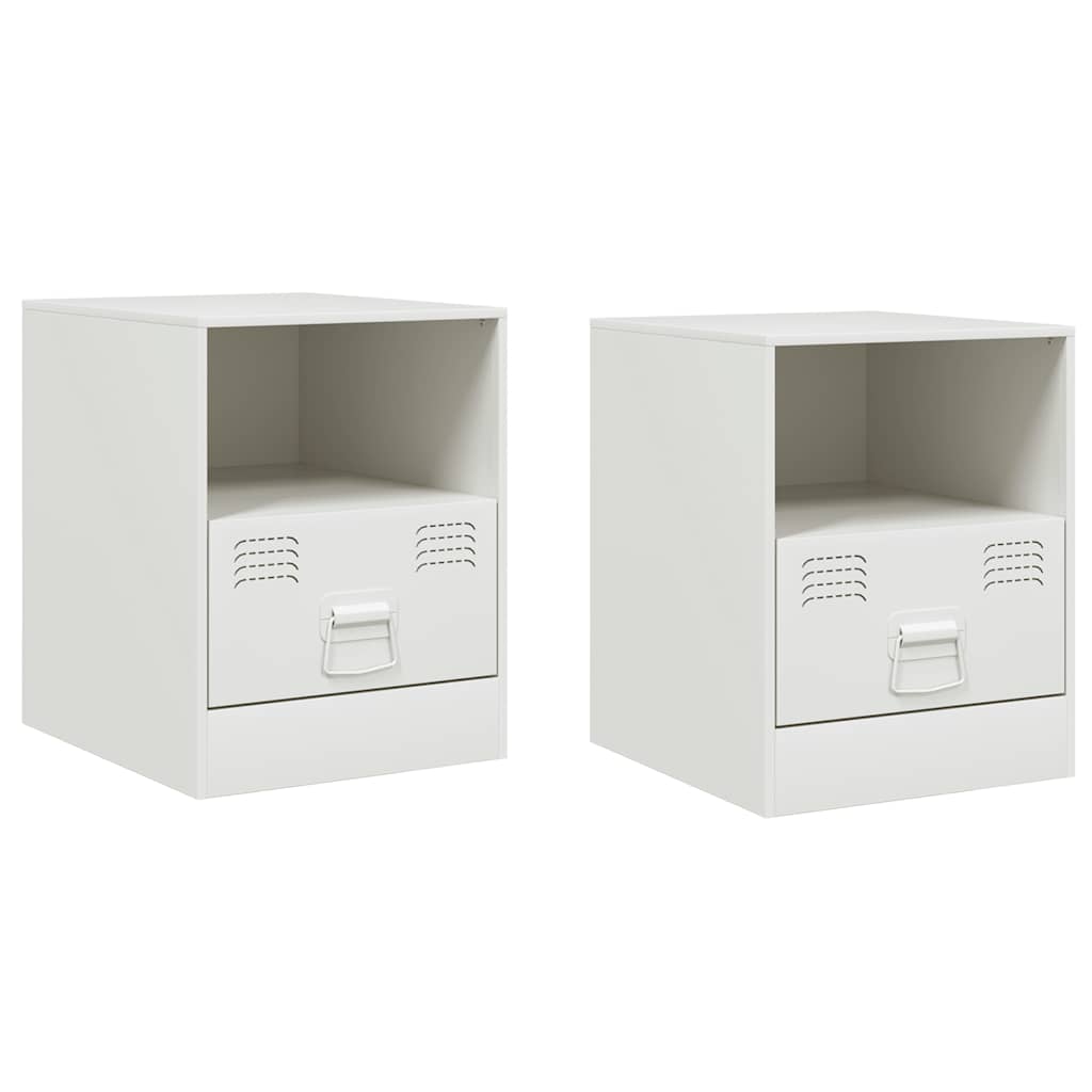 vidaXL Bedside Cabinets 2 pcs White 34.5x39x44 cm Steel 2