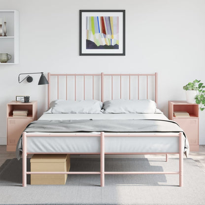 vidaXL Bedside Cabinets 2pcs Pink 34.5x39x62 cm Steel 1
