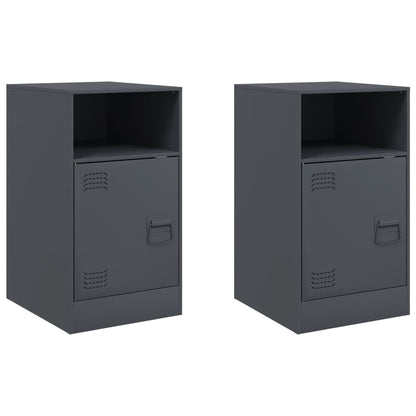vidaXL Bedside Cabinets 2pcs Anthracite 34.5x39x62 cm Steel 2