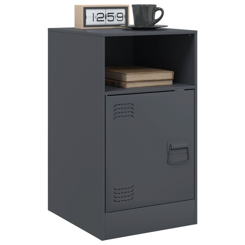 vidaXL Bedside Cabinets 2pcs Anthracite 34.5x39x62 cm Steel 3