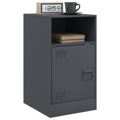 vidaXL Bedside Cabinets 2pcs Anthracite 34.5x39x62 cm Steel 3