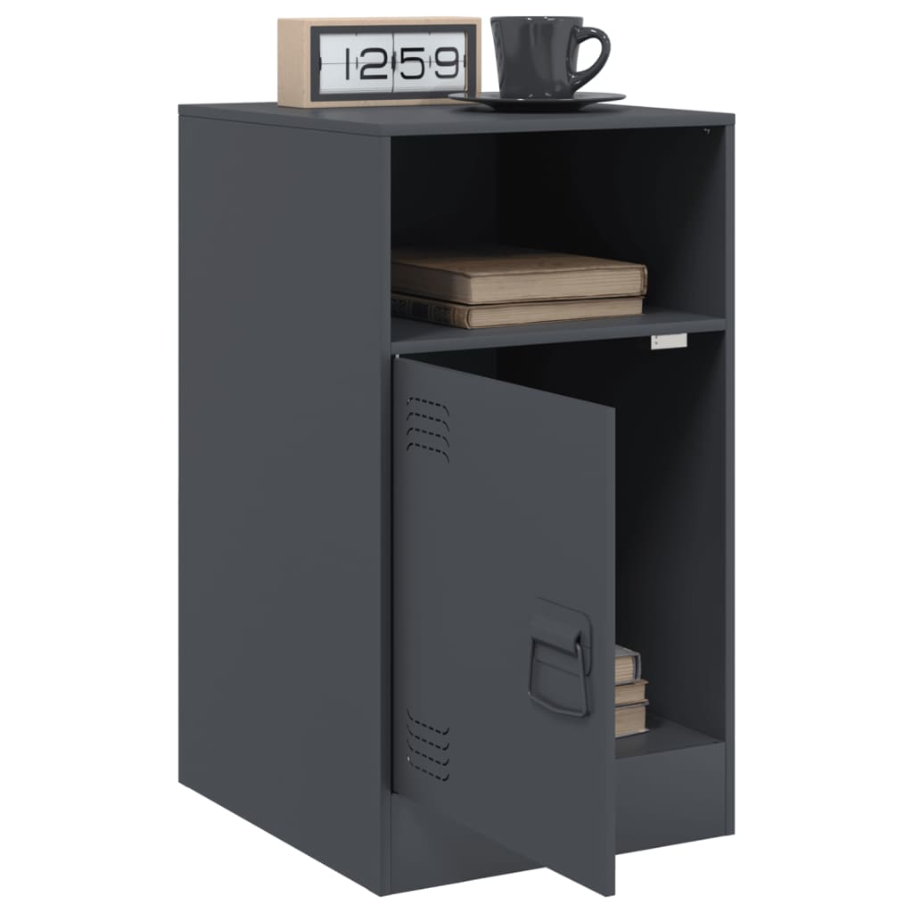 vidaXL Bedside Cabinets 2pcs Anthracite 34.5x39x62 cm Steel 4