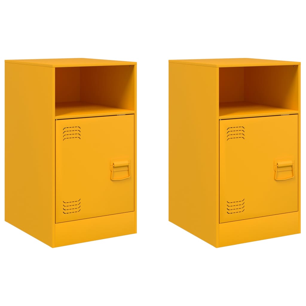 vidaXL Bedside Cabinets 2 pcs Mustard Yellow 34.5x39x62 cm Steel 2
