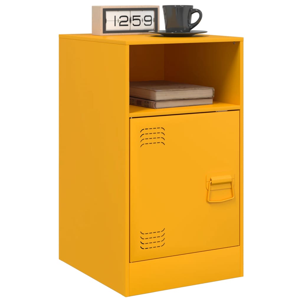 vidaXL Bedside Cabinets 2 pcs Mustard Yellow 34.5x39x62 cm Steel 3