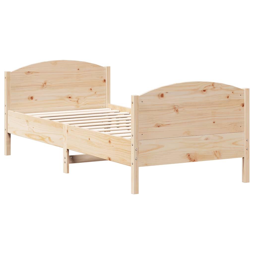 vidaXL Bed Frame without Mattress 75x190 cm Small Single Solid Wood Pine 2