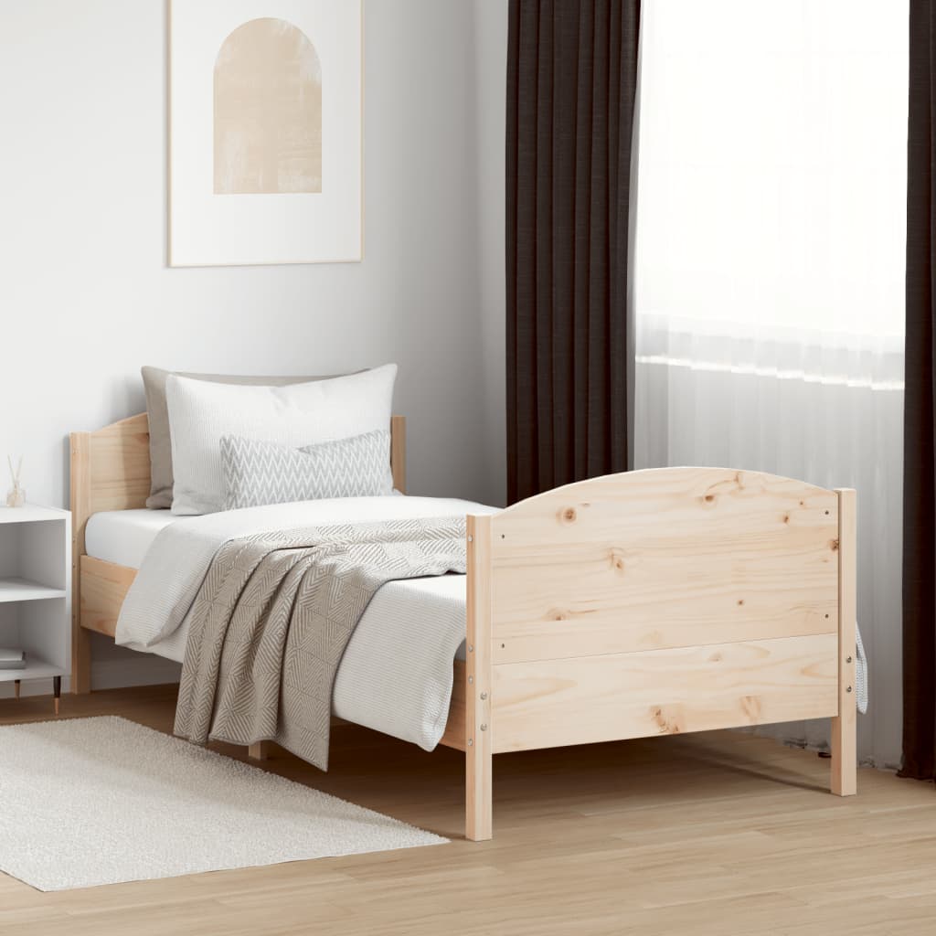 vidaXL Bed Frame without Mattress 75x190 cm Small Single Solid Wood Pine 3