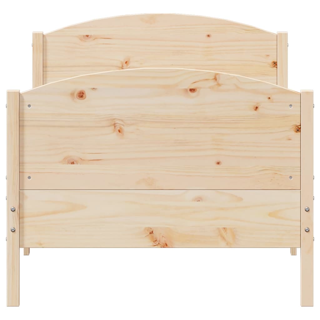 vidaXL Bed Frame without Mattress 75x190 cm Small Single Solid Wood Pine 4