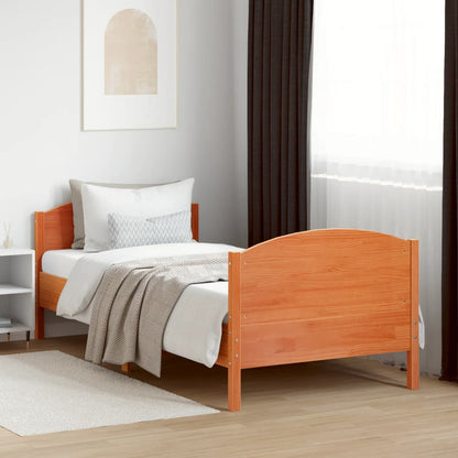 vidaXL Bed Frame without Mattress Wax Brown 75x190 cm Small Single Solid Wood Pine 3