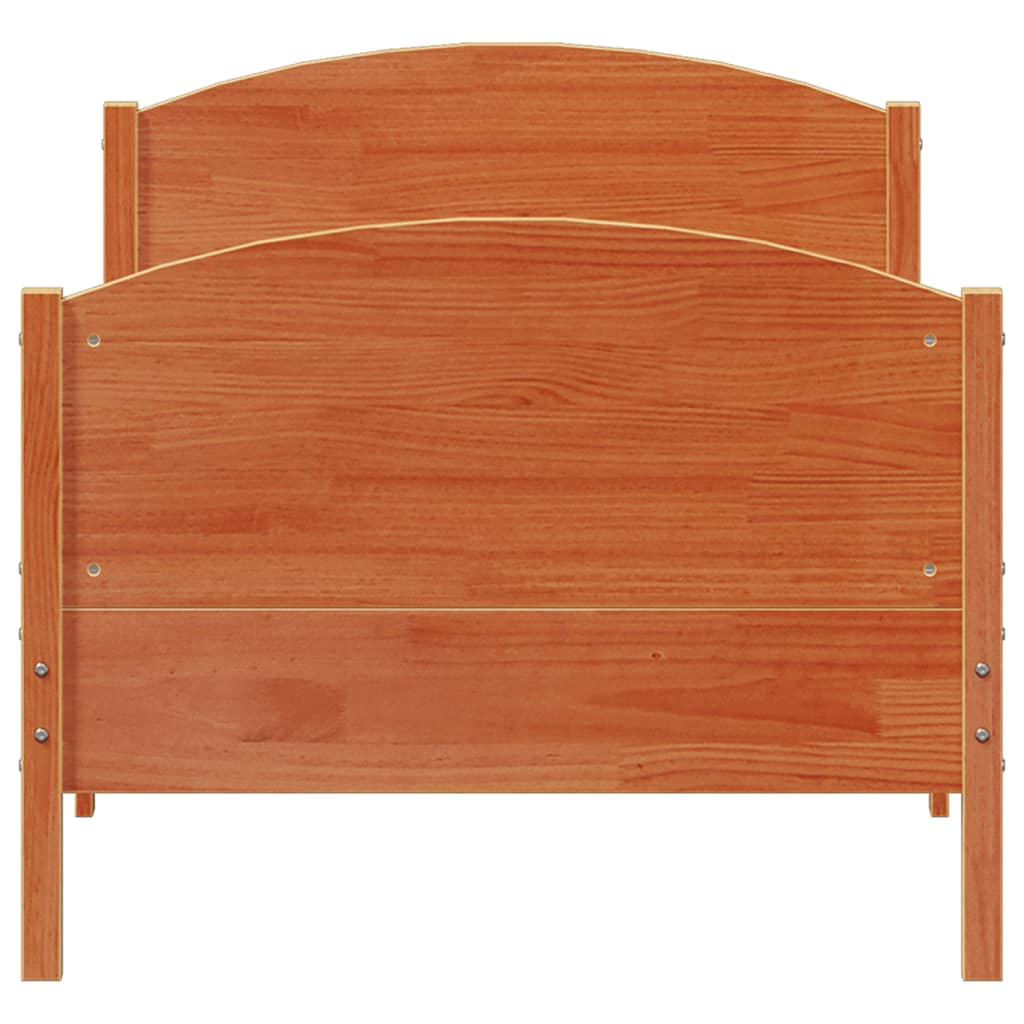 vidaXL Bed Frame without Mattress Wax Brown 75x190 cm Small Single Solid Wood Pine 4