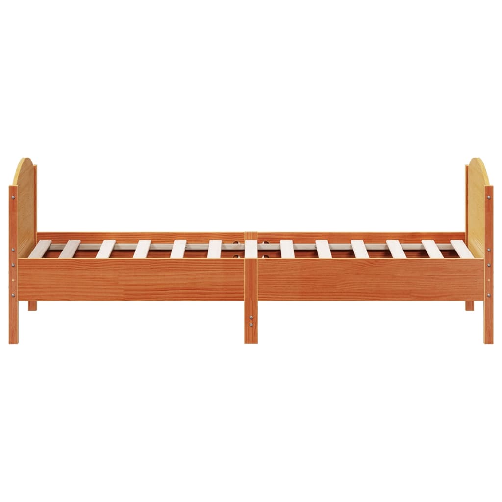 vidaXL Bed Frame without Mattress Wax Brown 75x190 cm Small Single Solid Wood Pine 5